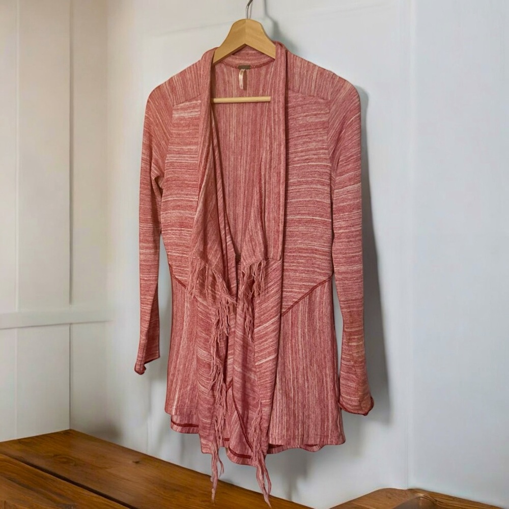 FREE PEOPLE | 2 Way Fringed Cardigan or Long Sleeve Frilly Blouse | Sz: S